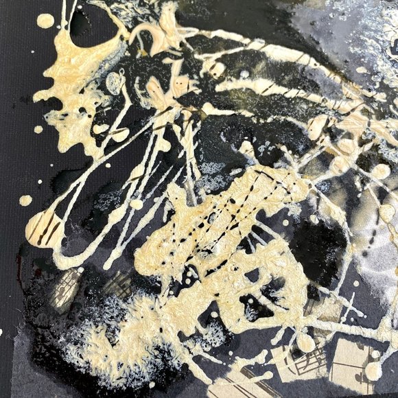 Moon Over Brahms - Original Art Mixed Media Collage Painting 14"x14" - Picture 6 of 8